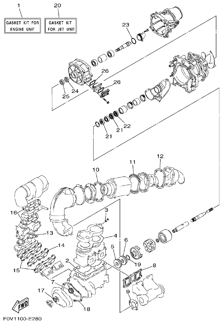 Yamaha VX700-K-F2V1-2011(OMNMARKET-PUREWHITE) REPAIR KIT 1 parts diagram